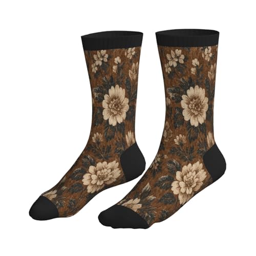 Crew Athletic Socks Funny Crazy Casual Sports Novelty Dress Socks for Women Men Running Hiking - color: Vintage Floral