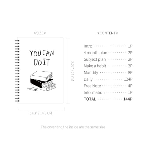 Monolike Little Doodle 4 Month Study Planner, Books - Academic Planner, Weekly & Monthly Planner, Study plan - color: Little Doodle - Books