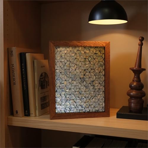 42x32CM Rectangle Mother of Pearl Mosaic Inlay Wood Border Serving Tray - color: Dazzling Mosaic