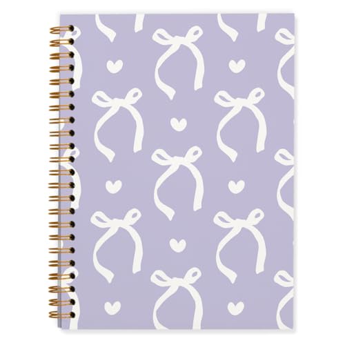 QUICQOD Cute Coquette Purple Bow Spiral Notebook for Women 5.5x8.3 Inch - color: Purple2