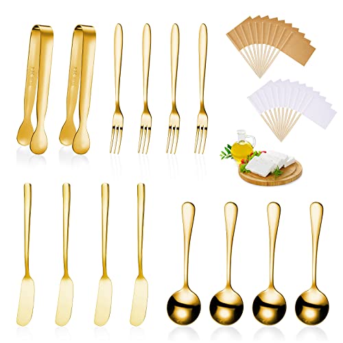 Patelai 14 Pcs Charcuterie Utensils Cheese Knives Forks,Golden - color: Golden