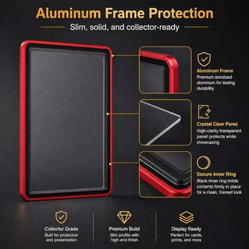 PSA Slab Case, Magnetic 9-Point Lock Display Protector, Red - color: Red