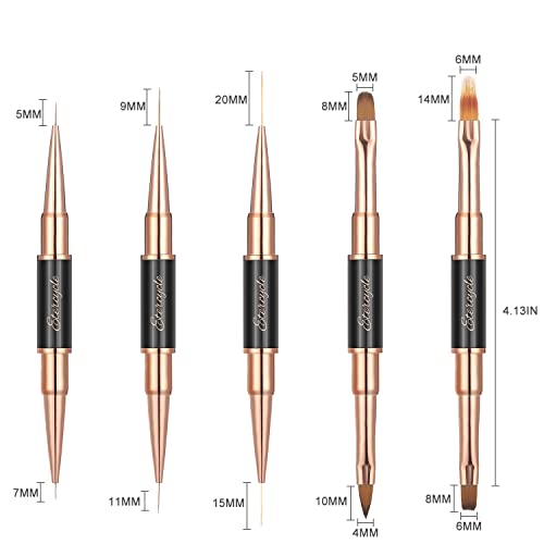 ETERCYCLE 5 Pcs Acrylic Nail Art Brushes Set for Gel Polish Design Tools