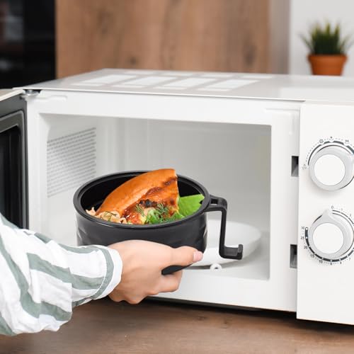 2 Sets 40 oz Microwave Ramen Bowl with Handles, Gray,Black - color: Gray,Black