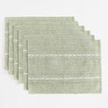 Wracra Cotton Linen Place Mats, Sage Green Embroidered Placemats Set of 6 - color: Hemstitched Sage Green, size: Placemats(Set of 6)