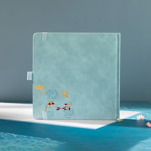 TIEFOSSI Dotted Square Journal Notebook 160 Pages for Women & Men(8 x 8) - color: Light Blue, size: Square-Dotted