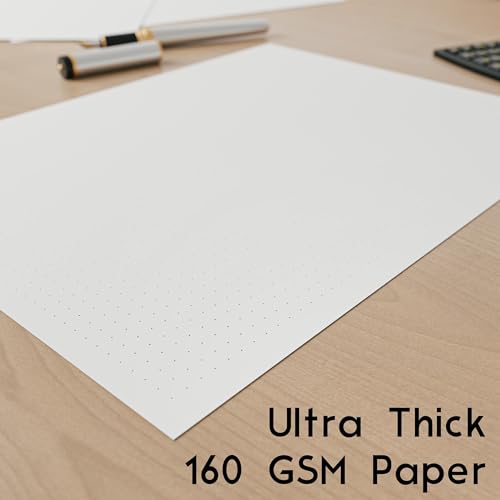 Dotted Grid Paper, Letter Size, 160 Sheets/320 Pages, 160 GSM Maximum Thickness, 8.5 x 11 inch, White, Unpunched, for Calligraphy, Journaling, Binder Refill Inserts, Writing, Art