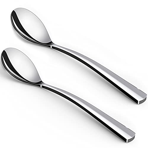 Coffee Spoons,2-Piece GLAMFIELDS Teaspoons with a Long Handle, 6"Demitasse Espresso Spoons Set Food Grade Stainless Steel Small Serving Spoons for Dessert - size: 6 inch -2 pack