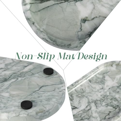 Koville Marble Bathroom Tray for Countertop, Vanity Tray Stone Trays for Decor, Natural Marble Decorative Tray for Dresser Organizer, Storage Trays for Perfume, Jewelry, Cosmetics(Retro Light Green) - color: Light Green