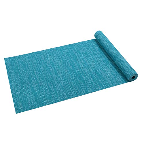 SHACOS Woven Vinyl Table Runner Indoor Outdoor 12x71 inch Kitchen Dining Table Runners Wipe Clean Washable PVC Table Runner, Teal Blue - color: Teal Blue, size: Table Runner 12 x 71 inch