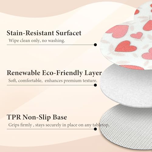 Vinyl Placemats Set of 4-12x17 Inch - Heat Resistant Washable Place Mats Waterproof Non-Slip Wipeable Table Mats for Dining Table Decor, Indoor/Outdoor Plastic Love Mat. - color: Love-1