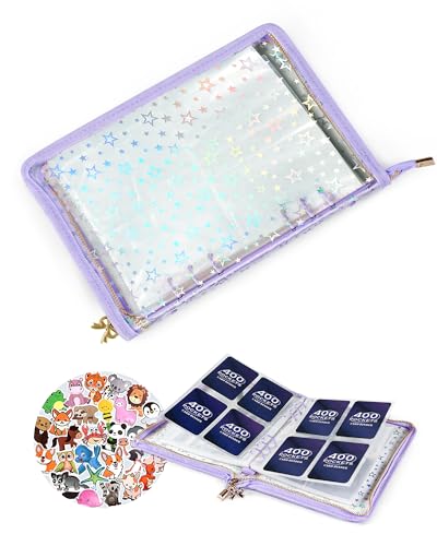 4 Pocket Card Binder for Girls, Cute A5 Clear Kpop Photocard Binder - color: A Purple, size: 4-Pocket
