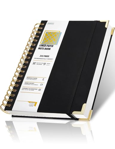 OWSC Lined Spiral Notebook, Hardcover 7.1 x 10 IN B5 Notebook, Black 300 - size: 1 Pack B5 Black300P