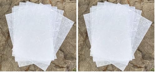 A4 Mulberry Paper 50 Sheets, Natural Fiber Mulberry Paper for Card Making, Watercolor, Calligraphy, Origami, Scrapbooking, Bookbinding & DIY Crafts (White Color, A4) (Pack of 2) - color: White Color, size: A4 (Pack of 2)
