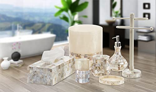 Milano Soap Dish for Bathroom - Decorative Dry Bar Holder Finished in Beautiful Mother of Pearl - Durable Resin Design - Best Dishes for Sink/Bath/Shower/Bathtub Decor - style: Soap Dish
