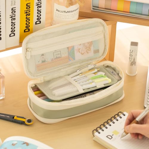 EASTHILL Big Capacity Pencil Case Large Pencil Pouch Stationery Pen Bag for Teen Girls-Green - color: Green