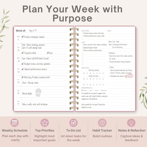Undated Weekly Planner, A5, Dashboard Layout, Black - color: Black, size: 5.8" x 8.3" (A5)