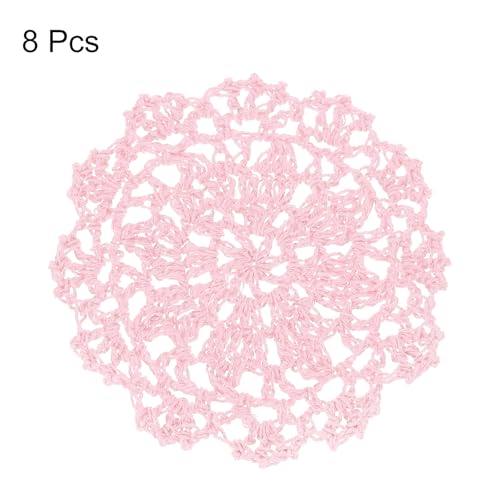 uxcell Fabric Coasters, 8pcs 4" - Cotton Woven Crochet Doilies, Lace Embroidery Cup Mat with Floral Pattern for Wedding Party Decoration (Light Pink) - color: Light Pink