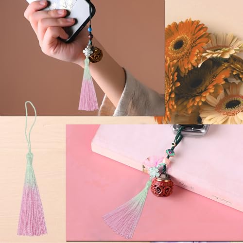 50Pcs 5 Inch Bulk Bookmark Tassel Kit for Graduation, Keychain(Green Pink) - color: Green&pink