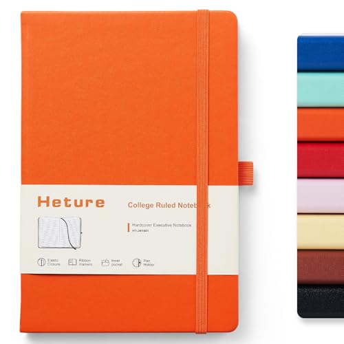 Heture Hardcover Notebooks, A5 Lined Journals Notebook for Writing 160 Pages, 8.2 x 5.5 inch, Classic Ruled Notebooks for College/Work/Travel (Orange, 1 Pack) - color: Orange, size: 1 Pack
