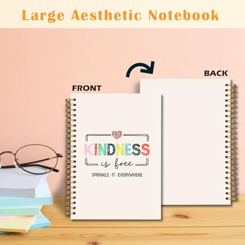 JINYO Inspirational Kindness Quote Notebook, Kindness Gifts, Kindness Is Free Sprinkle It Everywhere Motivational Notebooks for Women Men, Positive Affirmations Journal, Spiral Notebook 5.5x8.3 Inch - color: white Kindness Notebook