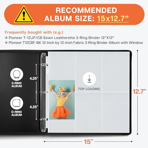 Dunwell 12x12 Scrapbook Page Protectors, 4x6 Photo Sleeves for 3 Ring Binder, 25-Pack Vertical Photo Album Refill Pages, Holds 300 Pictures, 13-1/8" x 12-5/8", Fits 12x12 3-Ring & D-Ring Albums - size: 25 Pack, style: 4x6" Vertical