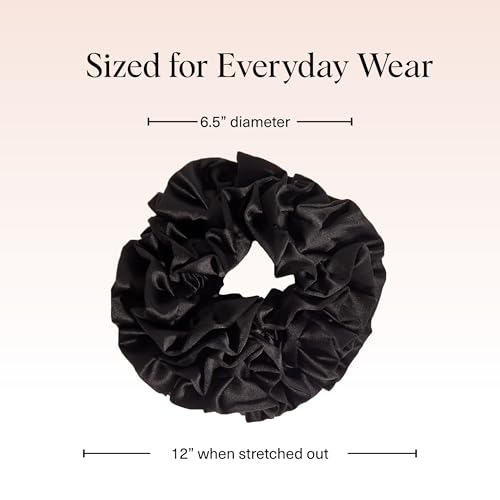 Kitsch Ruffle Satin Scrunchies For Women - Gentle Hair Tie - Black, 1pc - color: Black Ruffle