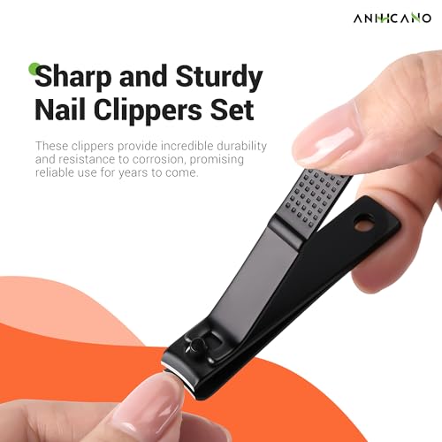 Nail Clippers with Glass Nail File, Ultra Sharp Nail Clipper Set, Professional Fingernail & Toenail Clippers Nail Cutter for Men and Women (Black) - size: 3 Piece Set