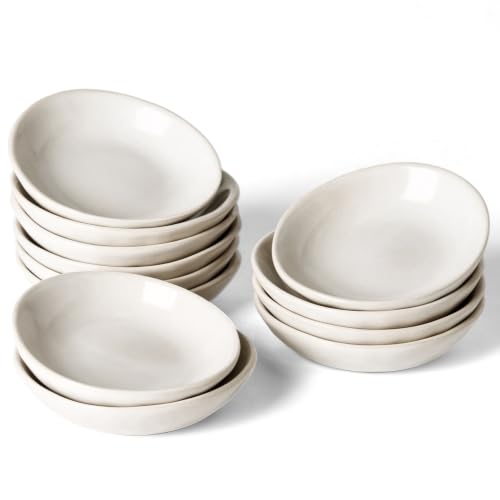 famiware Ceramic Soy Sauce Dish, 2.1oz Dipping Bowl Set of 12, Matte White - color: Matte White, size: 12pcs