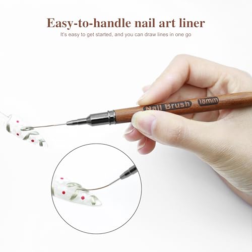 Nail Art Liner Brushes, Natural Color, 5Pcs Wooden - color: Wood