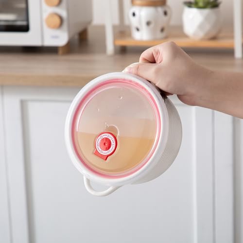 Ceramic Ramen Bowl with Lid, 32oz Microwave Safe, White - color: White