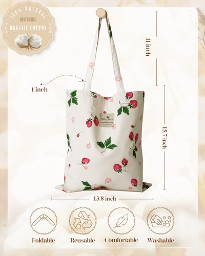 Miss Adola Aesthetic Buckle Tote Bag for Women - color: Strawberry Floral
