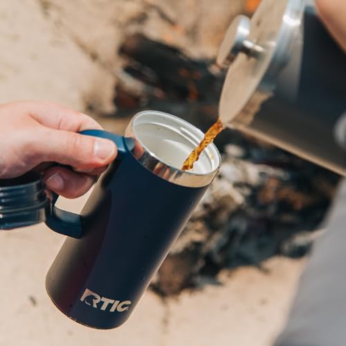 RTIC 16oz Road Trip Travel Mug with Lid and Handle, Ceramic Lined, Navy - color: Navy, size: 16 Ounces