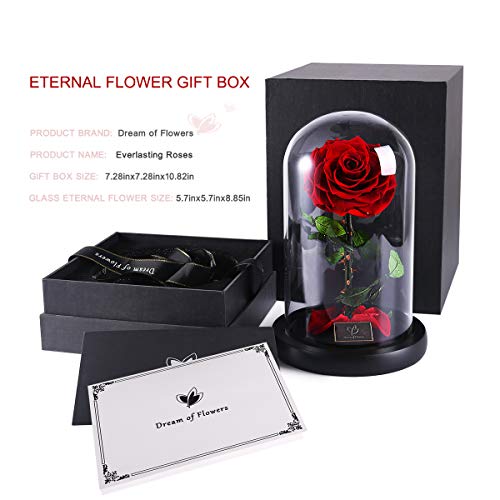 Mothers Day Roes Gifts,Gifts for Mom Flowers for Delivery Prime,Beauty and the Beast Rose in Glass Dome,Birthday Gifts for Women Her Mom Wife Girlfriend Grandma on Mother‘s Day Anniversary - color: Red Rose