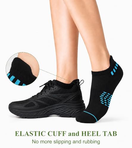 floconssy Ankle Socks for Women, Bamboo Viscose Cushioned Running Socks - color: 5 Pairs Black, size: 6-9