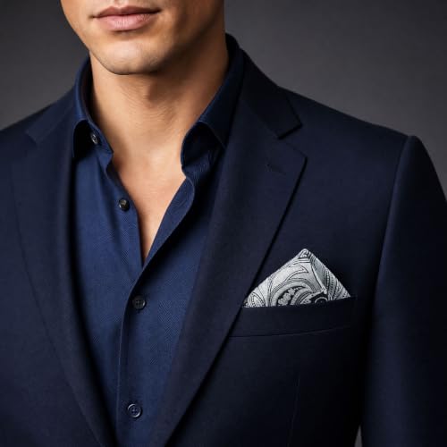 S&W SHLAX&WING Mens Pocket Square Paisley Multicolor Large for Business Wedding - color: Kh7
