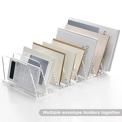 SANRUI Acrylic Bill Mail Sorter Desk Organizer Holder,4 Compartments Clear - size: 4 Compartments Tilted Enlarge