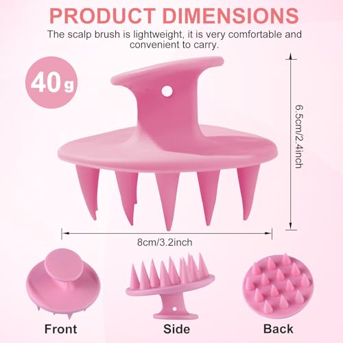 Hair Brushes with Scalp Massager Shampoo Brush, Silicone Hair Scrubber with Soft Bristles for Shower, Wet(Pink) - color: Pink