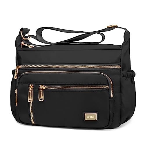 NPBAG Crossbody Bag for Women, Shoulder Purse Handbag Messenger Bag, Trendy Pocketbooks, Waterproof and Multi-Pockets - color: Black
