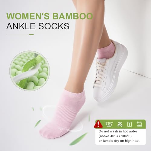 Women's Ankle Socks, 5 Pairs, Bamboo Rayon Ultra Thin Low Cut - color: Assorted 4, size: Large