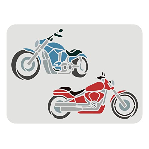 FINGERINSPIRE Motorcycles Stencil Template 11.7x8.3 inch 2 Autobikes Mylar DIY Art Craft Reusable Washable Vehicles Wall Drawing Stencils Painting Chalk Signs for Painting Window Wall Decoration - color: Motorcycles