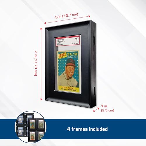 BCW Interlocking Graded Card Frames - Black - Pack of 4 | Interlocking Frames Ideal for Collectibles, Trading Cards, and Memorabilia | Wall Display Frame - style: 4 Pack