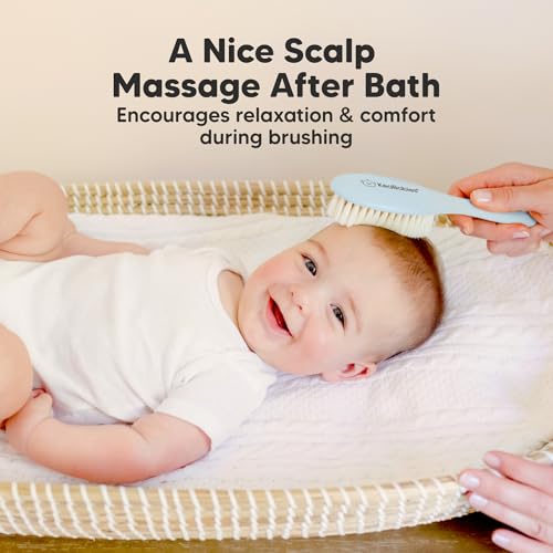 Wooden Baby Hair Brush for Toddler, Infant Cradle Cap (Frost, Regular) - color: Frost, size: Oval, Regular 7"