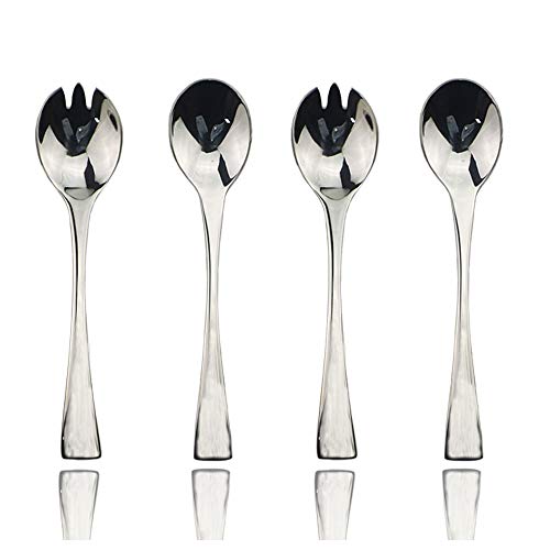 JASHII 18/10 Stainless Steel Mirror Polished Silver 2 Pcs Salad Fork & 2 Pcs Salad Spoon Silverware Server Utensil Set - color: Salad Fork & Salad Spoon