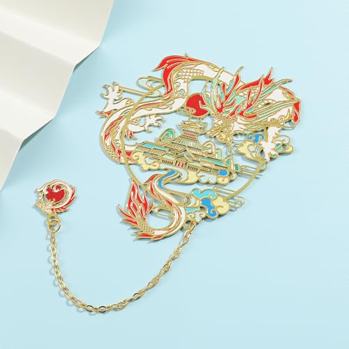 Shan Hai Jing Divine Beasts Bookmark Phoenix Dragon Koi Deer Good Luck Gift - color: Style 2 Gift Boxed