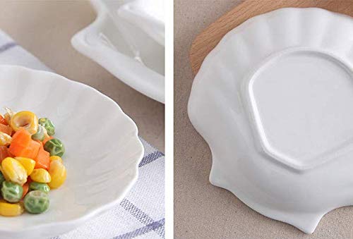 Leoyoubei Sauce Dish Set of 6, White Porcelain Dipping Bowls for Sushi, Soy Sauce, Ketchup, Honey Mustard, BBQ or Seasoning (Shell Shape - 2 Oz Each) - color: Shell shape- 2 Oz