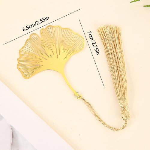 Metal Ginkgo Leaf Bookmark with Tassel - Metal Page Marker for Readers & Book Lovers, Elegant Gift for Women, Teens and Writers