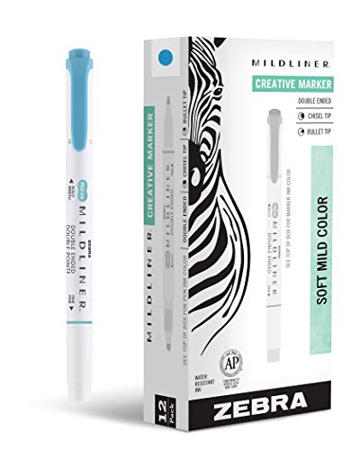 Zebra Pen MILDLINER No Bleed Highlighter, Smoke Blue, Dual Tip, 12-Pack - color: Smoke Blue