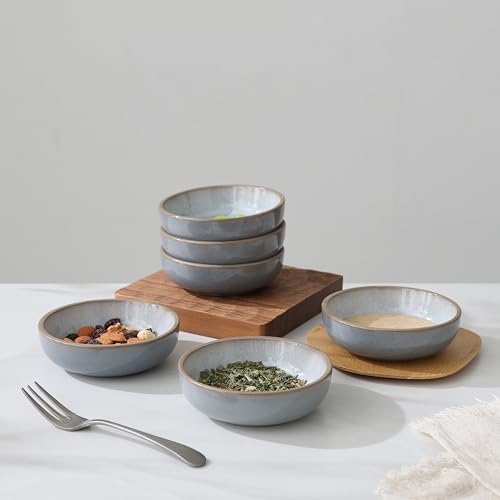 famiware Ceramic Soy Sauce Dish, 3oz Dipping Bowls Set of 6, Light Blue - color: Light Blue, style: Nature