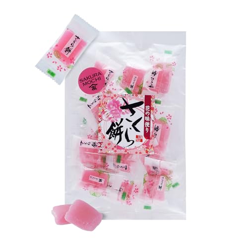 TOMOSAN Japanese Sakura Mochi Candy, Traditional Cherry Blossom Rice Cakes, Soft & Chewy, Individually Wrapped, 180g / 6.35oz - size: 180g (Pack of 1)